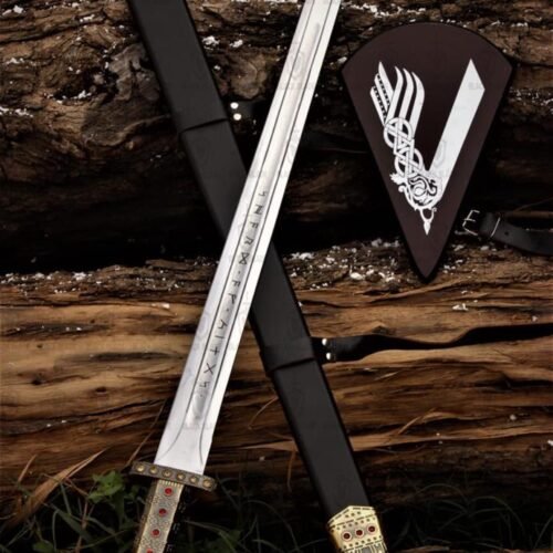 Handcrafted Viking sword of kings, Ragnar lothbrok sword with scabbard, ragnir/bjorn Ironside