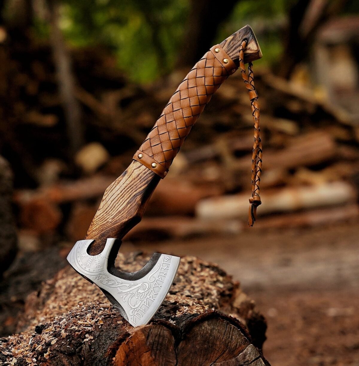 Small Forged Carbon Steel Axe with Ash Wood Shaft - Viking Axe