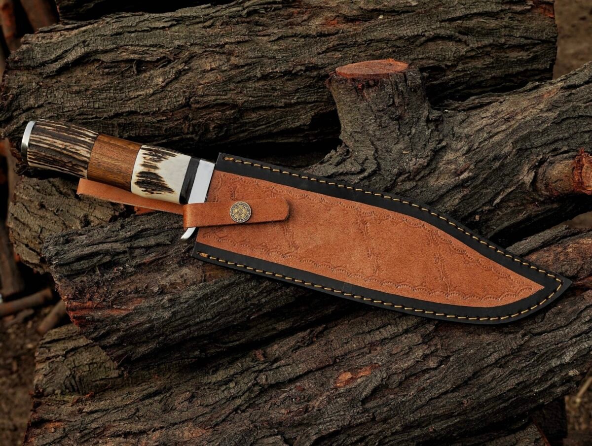 Bowie Knife - Handmade Stag Horn Bowie Knife J2 Steel