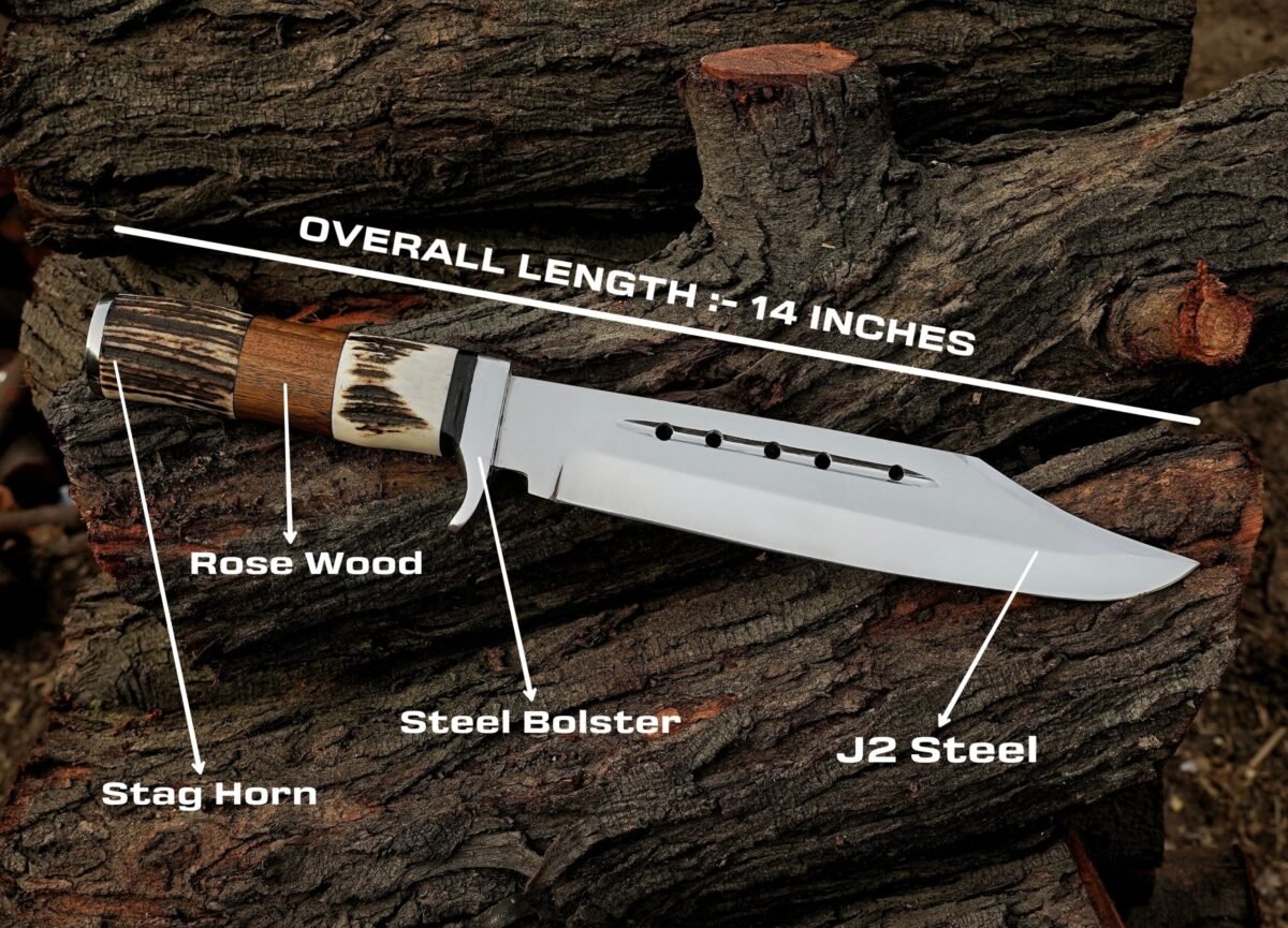 Bowie Knife - Handmade Stag Horn Bowie Knife J2 Steel