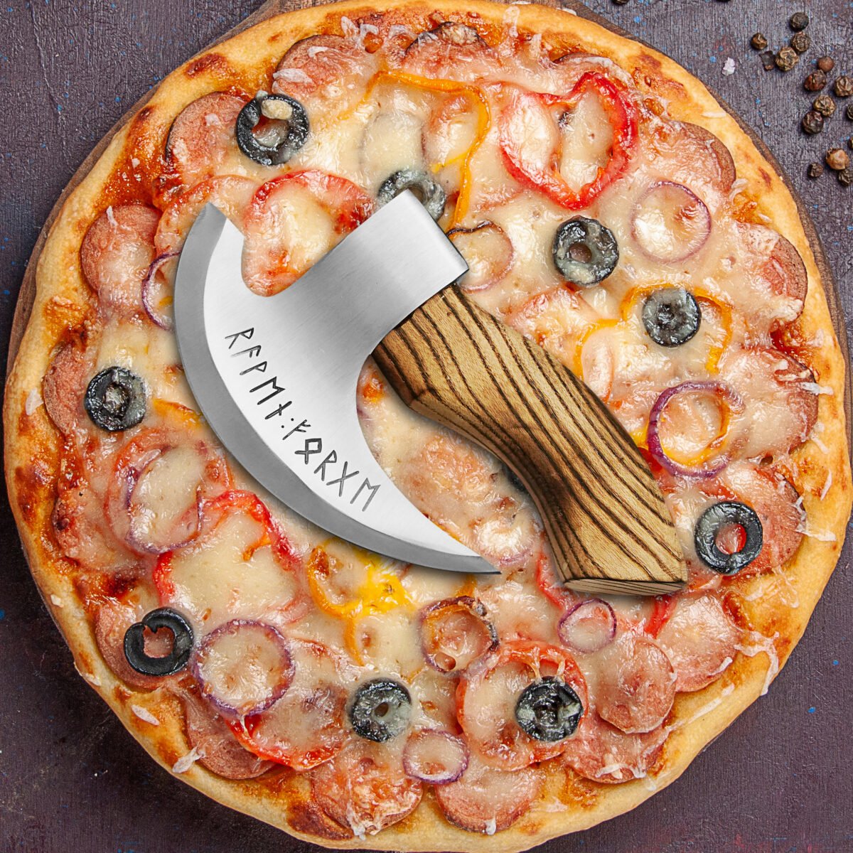 Hand Made J2 Steel Pizza Cutter, Handel Made by wood with leather sheath pizza cutter best pizza cutter pizza cutter wheel pizza knife pizza slicer personalized pizza cutter